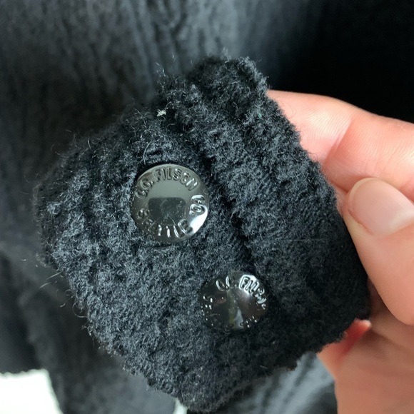 FILSON Women’s Black Wool Jacket Size Medium Cable-Knit  Full Zip Pockets - Picture 14 of 16